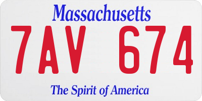 MA license plate 7AV674