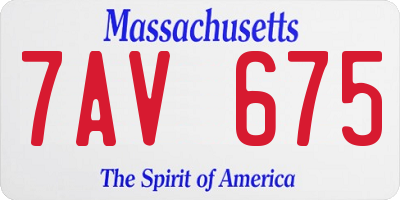 MA license plate 7AV675
