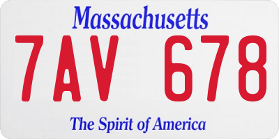MA license plate 7AV678