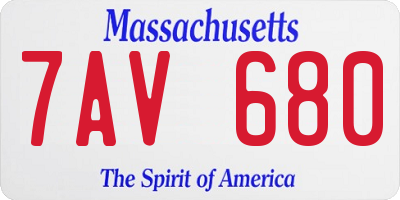 MA license plate 7AV680