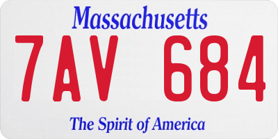 MA license plate 7AV684
