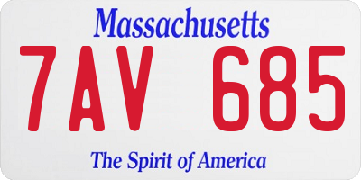 MA license plate 7AV685