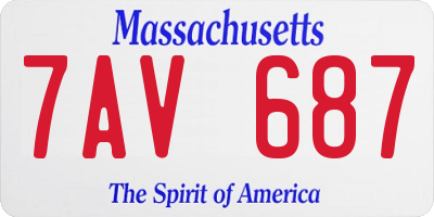MA license plate 7AV687