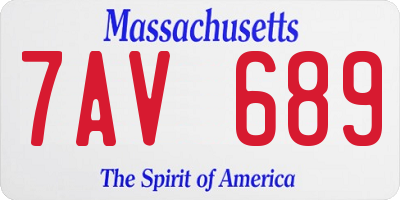 MA license plate 7AV689