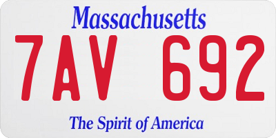 MA license plate 7AV692