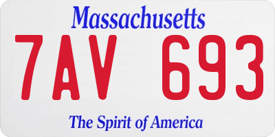 MA license plate 7AV693