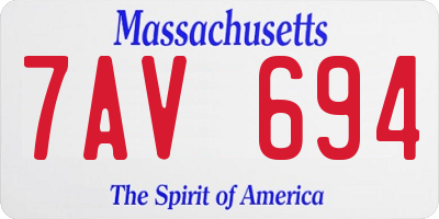 MA license plate 7AV694