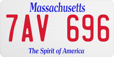 MA license plate 7AV696