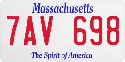 MA license plate 7AV698