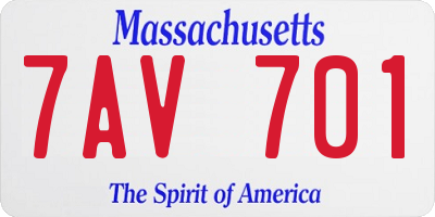MA license plate 7AV701