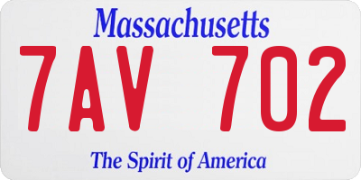 MA license plate 7AV702