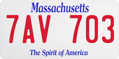 MA license plate 7AV703