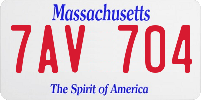 MA license plate 7AV704