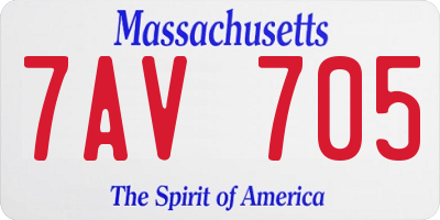 MA license plate 7AV705