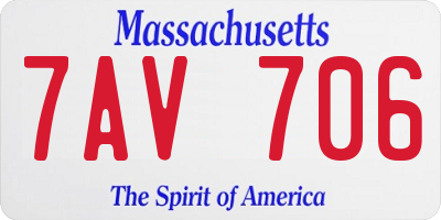 MA license plate 7AV706