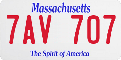 MA license plate 7AV707
