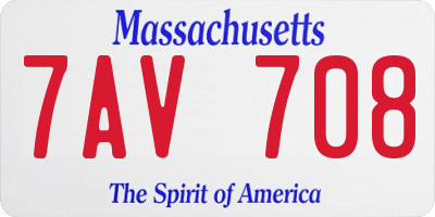 MA license plate 7AV708