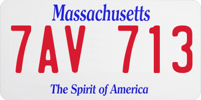 MA license plate 7AV713