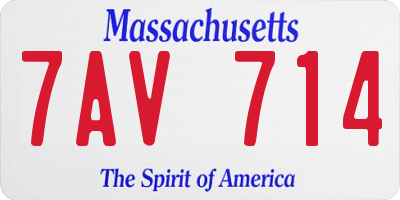 MA license plate 7AV714
