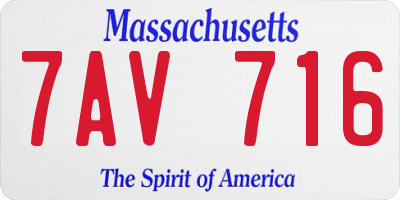 MA license plate 7AV716