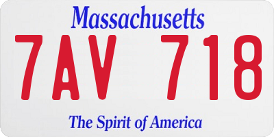 MA license plate 7AV718