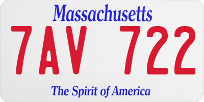 MA license plate 7AV722