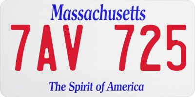 MA license plate 7AV725
