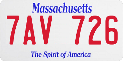 MA license plate 7AV726