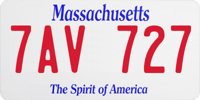 MA license plate 7AV727