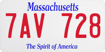 MA license plate 7AV728