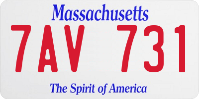 MA license plate 7AV731
