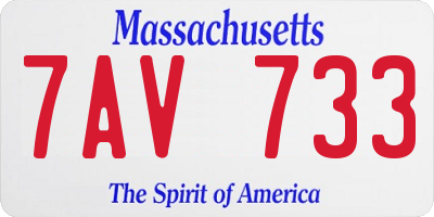 MA license plate 7AV733