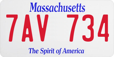 MA license plate 7AV734