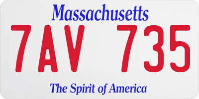 MA license plate 7AV735