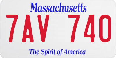 MA license plate 7AV740