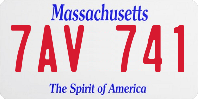 MA license plate 7AV741
