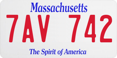 MA license plate 7AV742