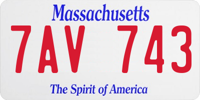 MA license plate 7AV743