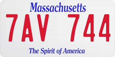 MA license plate 7AV744
