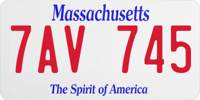 MA license plate 7AV745