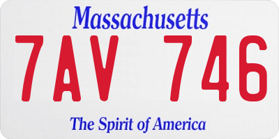 MA license plate 7AV746