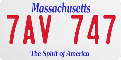 MA license plate 7AV747