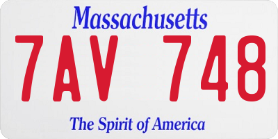 MA license plate 7AV748
