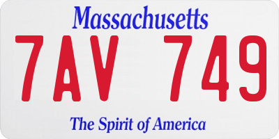 MA license plate 7AV749