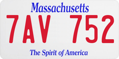 MA license plate 7AV752