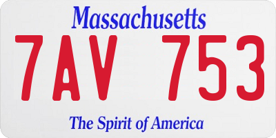 MA license plate 7AV753