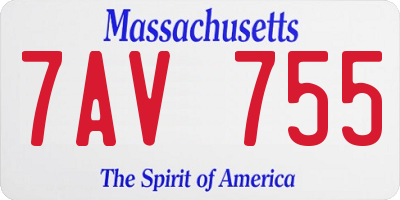MA license plate 7AV755