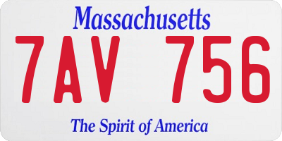 MA license plate 7AV756