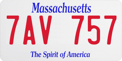 MA license plate 7AV757