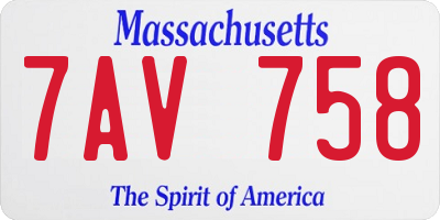 MA license plate 7AV758
